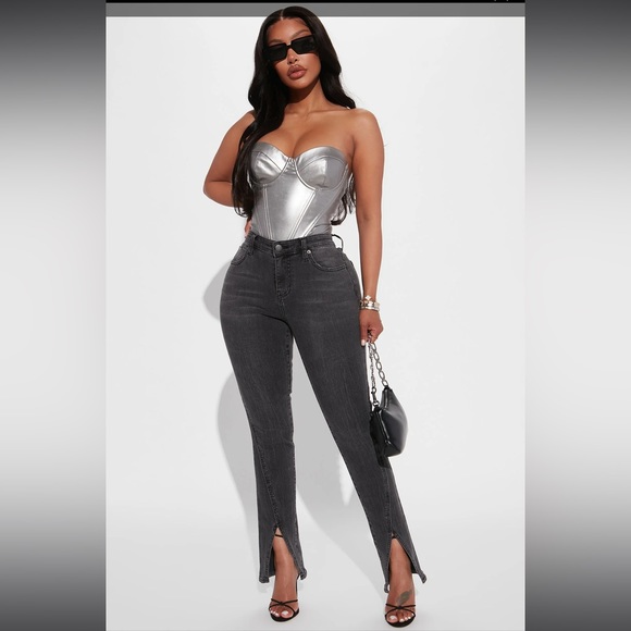 Valentina Metallic PU Corset Bodysuit - Silver. NWT Size Small - Picture 9 of 10